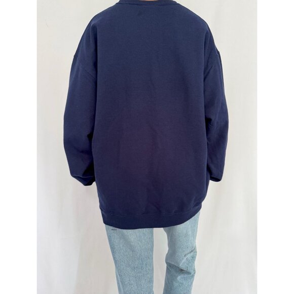 90s vintage blue holiday snowman winter graphic cozy cotton pullover sweatshirt - Picture 6 of 9